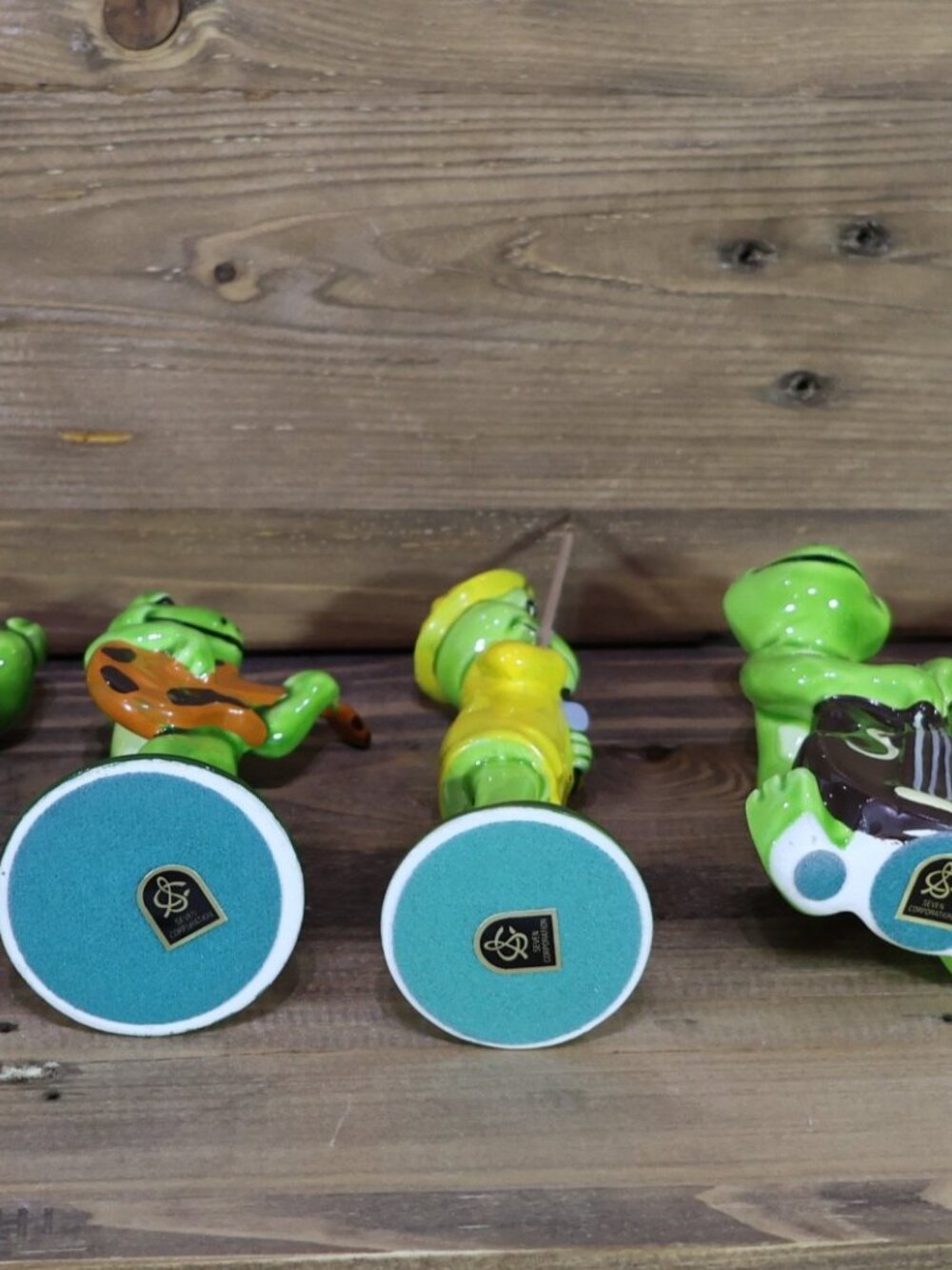 Vintage Rare Seven Corporation Frog 5 Piece Set Pottery Ceramic Figurine No Box - Picture 7 of 9